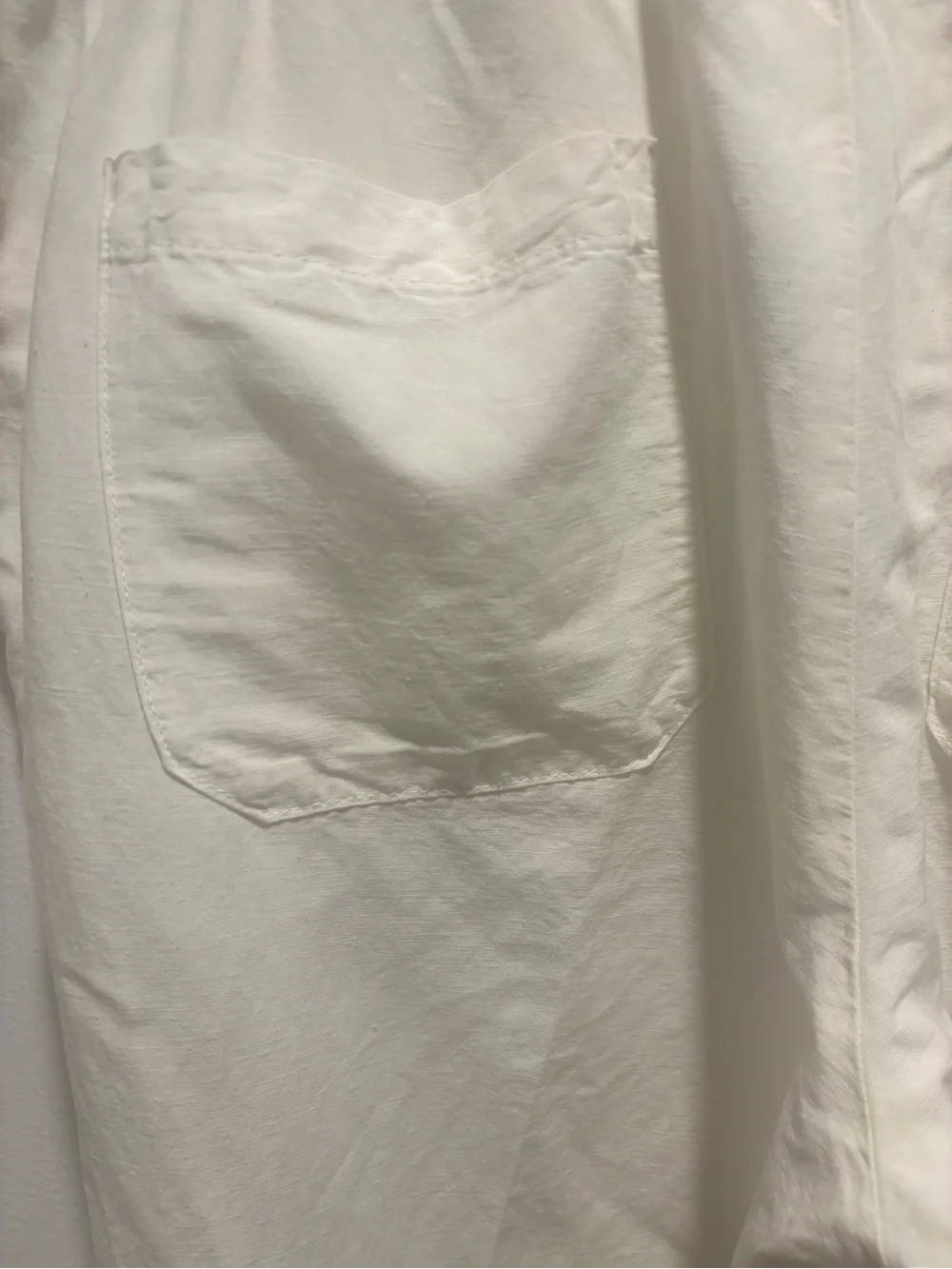 H&M Linen Blend White Wide Leg Pull-On Pants Size L